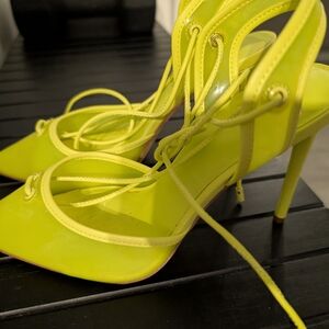 Jennifer Lopez Neon Green Strappy Heels